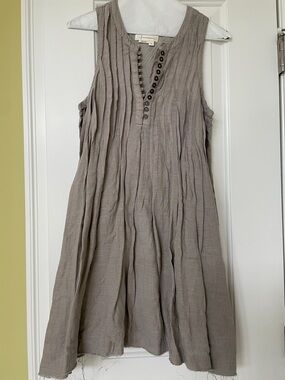 Anthropologie Sleeveless Pleated Midi Dress in Taupe